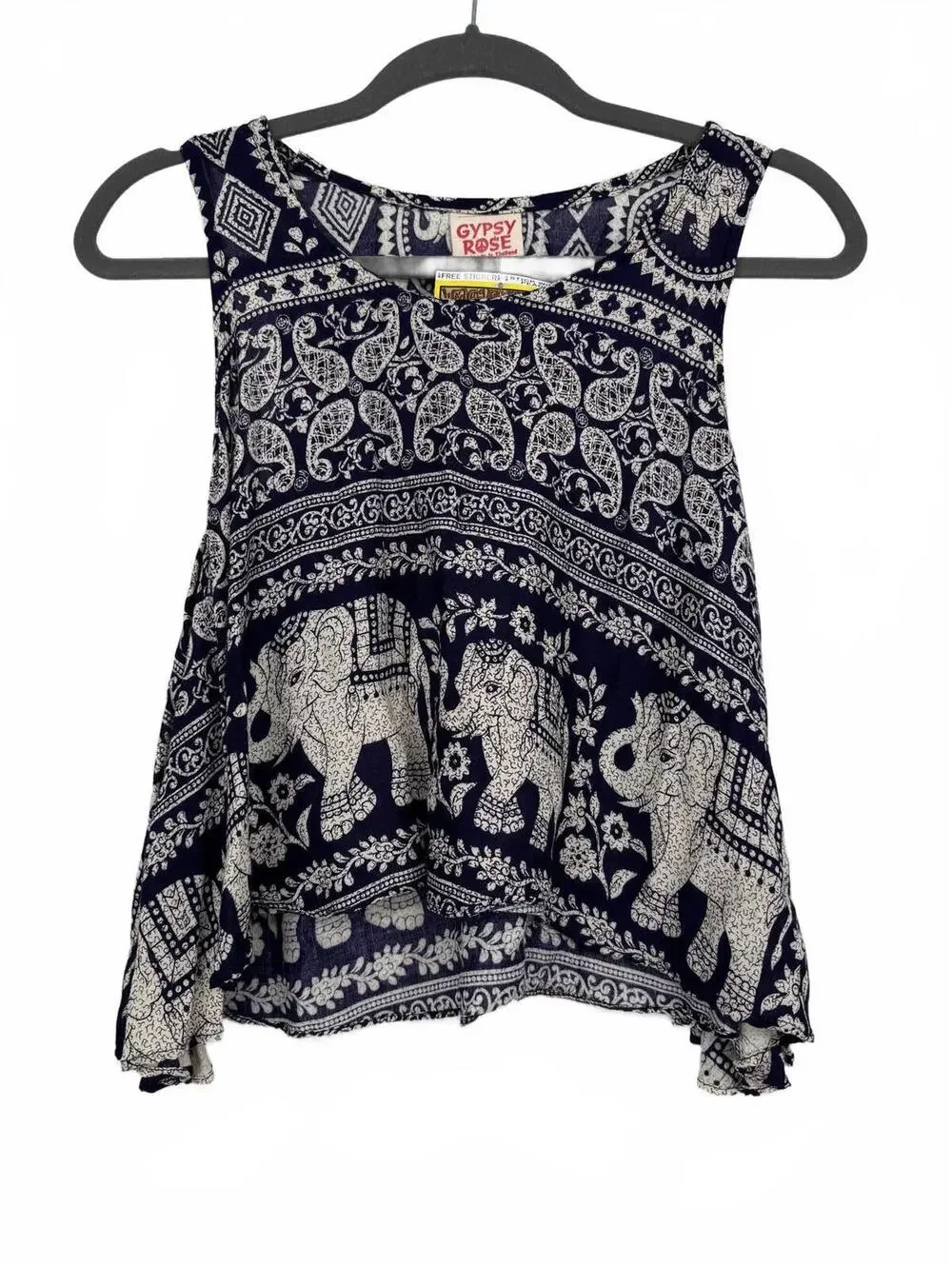 Gypsy Rose Asymmetrical Indian hippie crop top Size S it comes with free sticker
